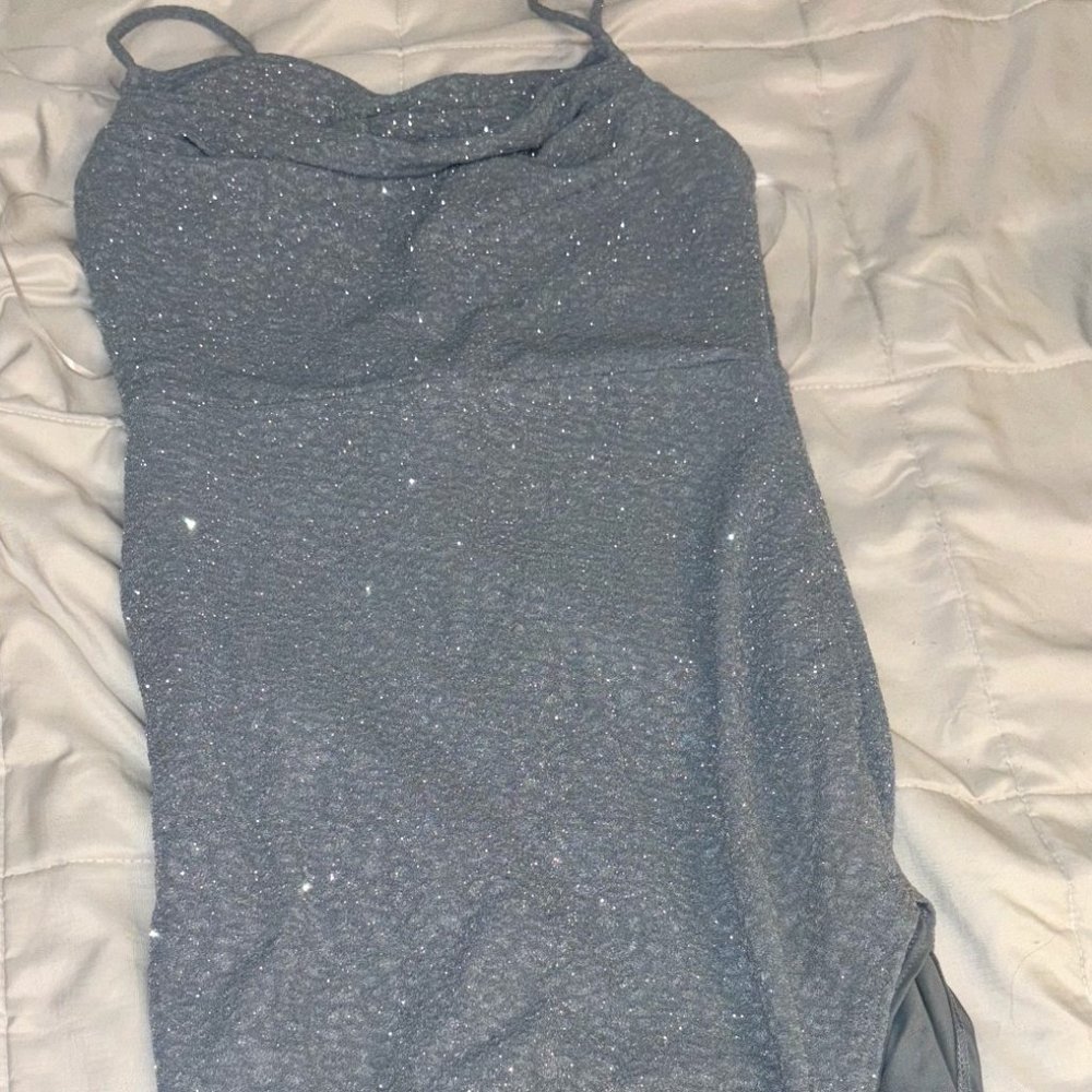 Aqua blue shimmering prom dress size L